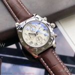 Perfect Replica Breitling Chronomat White Roman Dial Brown Leather Strap 42mm Watch